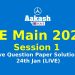 JEE Main 2024 Session 1 Live Question Paper Solutions 24th Jan (LIVE)