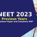 NEET 2023 Previous Years Question Paper and Solutions PDF