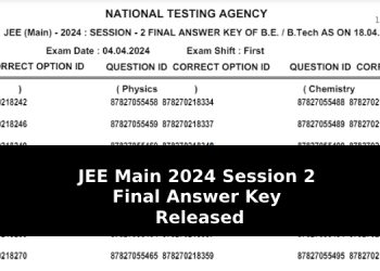 JEE Main 2024 Session 2 Final Answer Key Released