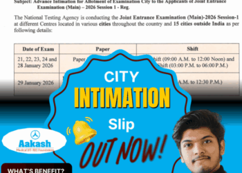 JEE Main 2026 City Intimation Slip