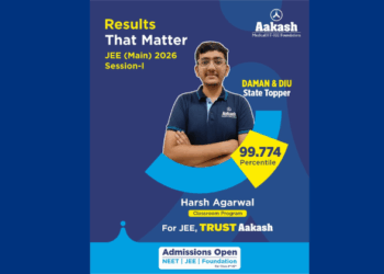 JEE Main 2026 Daman & Diu State Topper | Harsh Agarwal – Aakash Institute