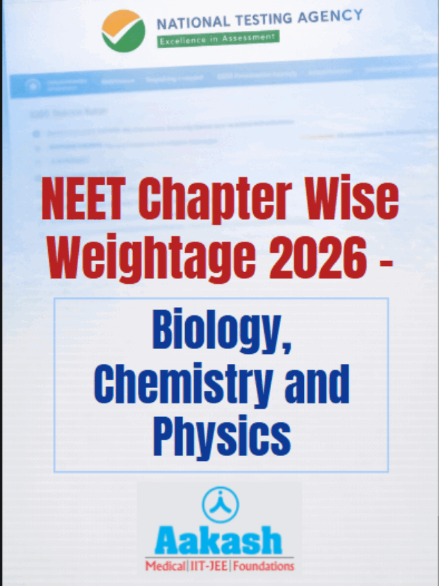 NEET Chapter Wise Weightage 2026 – Biology, Chemistry and Physics