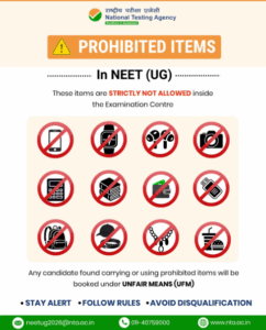 NEET UG 2026 Prohibited Items List