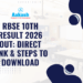 RBSE 10th Result 2026 Out Direct Link & Steps to Download