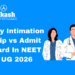 City Intimation Slip vs Admit Card In NEET UG 2026