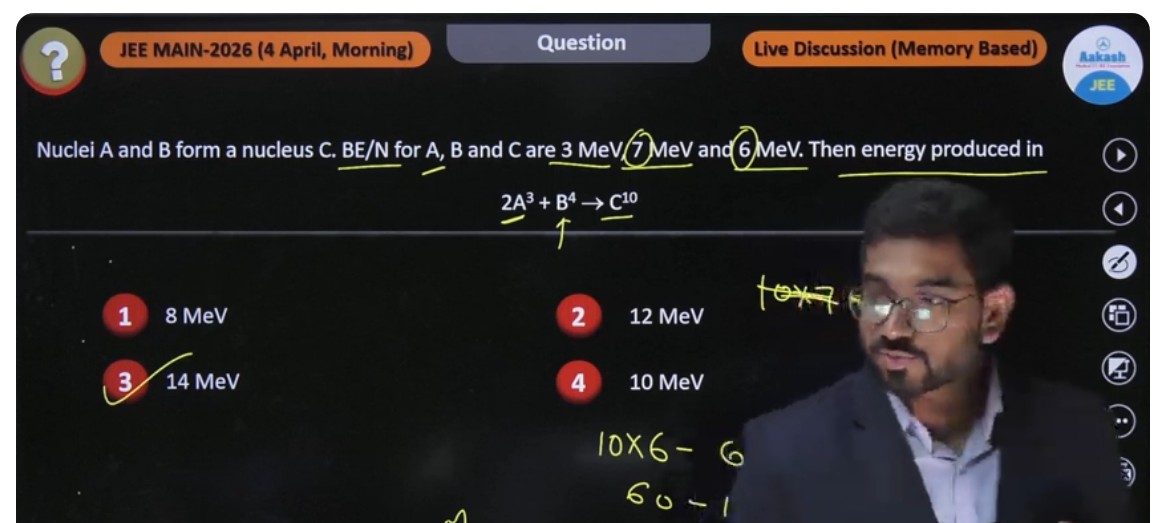 jee main 4 April question paper solution Q4
