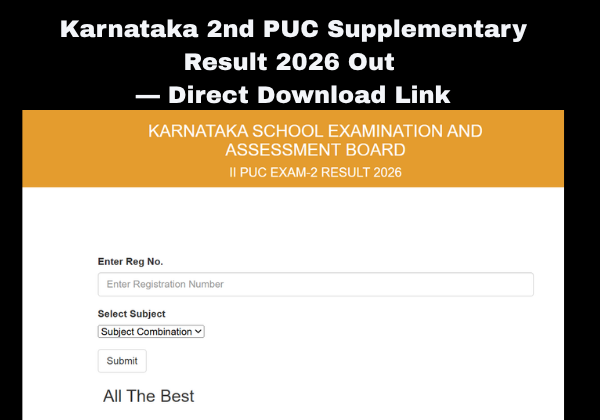 Karnataka 2nd PUC Supplementary Result 2026 Out — Direct Download Link