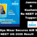 Jammu & Kashmir Re NEET 2026 Topper Hadiya Nisar Secures AIR 99 in NEET UG 2026 Result